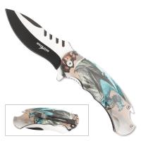 11223-F - 3D Printed Speed Tech Spring Assisted Blue Dragon Pocket Knife