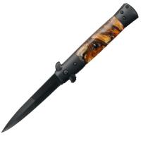 SP-43BR - Spring Assist Legal Automatic Knife Brown Pearl Stiletto