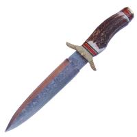 143 - El Dorado Damascus Hunting Knife Bone Handle