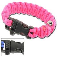 AZ877 - Skullz Survival Whistle 17.06 FT Paracord Bracelet Neon Pink