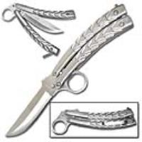 3-S - Curved Sliver Ring Quillon Balisong Butterfly Knife