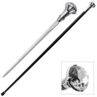 1H3-SI17432G - Decorative Crystal Knob Top Walking Cane Sword