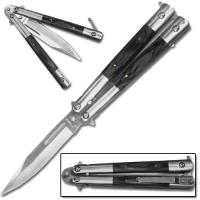 9-H - Have Duty Butterfly Knife with Black Wood Handle