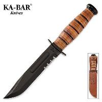 KB1219 - Ka-Bar Army Serrated Knife with Leather Sheath - KB1219