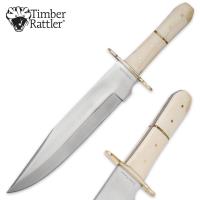 17-TR147 - Timber Rattler Ivory Dusk Bone Handle Bowie Knife with Leather Sheath