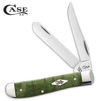 19-CA55628 - Case Green Curly Maple Trapper Pocket Knife
