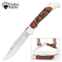 19-TR139 - 18 Timber Rattler Heartwood Scarab Back Giant Folding Pocket Knife