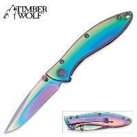 TW117 - Timber Wolf Ti-Coated Rainbow Pocket Knife - TW117