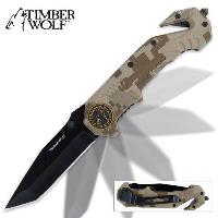 TW202 - Timber Wolf Assist Rescue Camo Folding Knife - TW202