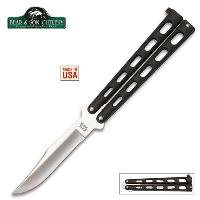 BC1165 - Bear &amp; Son Butterfly Knife Black Die Cast Handle - BC1165