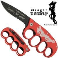 B-162-RD-DR - Dragon Deadly Buckle Folding Knuckle Knife Duster Extreme Red Knife