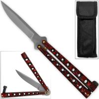 B5RD - Scoundrel Alloy Balisong Butterfly Knife Red Black Marble Matrix