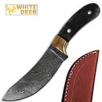BDM-2263 - White Deer Exotic Damascus Knife Blank Skinner Trailing Point DIY Handle