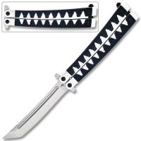 BF-150BS - Butterfly Tanto Balisong Knife Samurai Style Aluminum Handle Silver Black