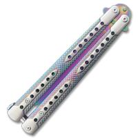 BF-169KRB - Swift Titanium Balisong Two-Tone Titanium Coated Butterfly Knife Curved Blade