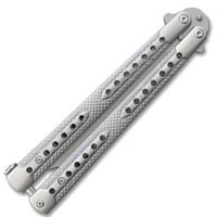 BF-169KSL - Swift Silver Balisong Two-Tone Titanium Coated Butterfly Knife Curved Blade