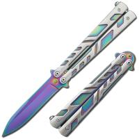 BF-170RB - Swift Rainbow Spear Point Single Edge Blade Balisong Butterfly Knife