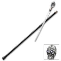 BK4275 - Evil Eyes Skull Head Sword Cane with Red LED Eyes - 3Cr13 Stainless Steel Blade