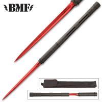 BK5039 - B.M.F. Red Tri-Edged Baton Dagger With Sheath