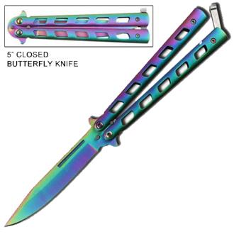 Monarch Rainbow Butterfly Knife Balisong
