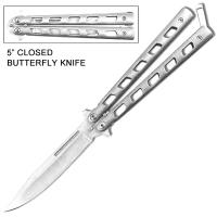 CH-142SL - Elipsi Black Butterfly Knife Balisong Silver