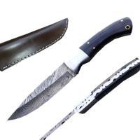 DM-006 - Custom Handmade Damascus Steel Hunting Knife Buffalo Horn Limited