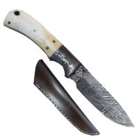 DM-012 - Custom Damascus Steel Hunting Knife Bone Handle