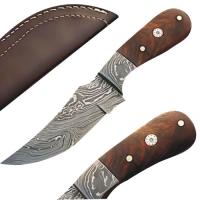 DM-2185 - Custom Made Damascus Steel Skinner Knife with Hardwood Handle