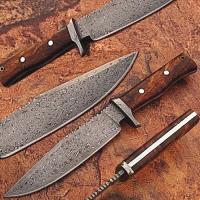 DM-2222 - Custom Made Damascus Steel Hunting Knife with Rose Wood Handle