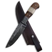 DM-713 - White Deer Custom Made Damascus Skinner Knife with Full Tang Bone Walnut Wood