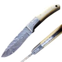DM-717 - Damascus Hunting Knife Damascus Bolster Bone Handle