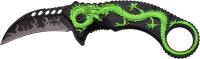 DS-A005GN - Dark Side Blades Green Dragon Spring Assisted Knife with Finger Hole