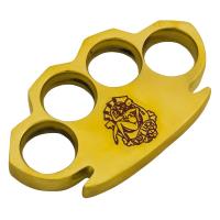 BR-249-MLL-RED - Dalton 10 oz Real Brass Knuckles Buckle Paperweight - Heavy Duty Lady Luck Red