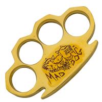 BR-249-M-BD-RED - Dalton 10 oz Real Brass Knuckles Heavy Duty Buckle Paperweight Mad Dog Red
