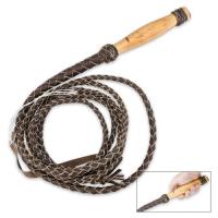 EPWHIP12 - 12 Ft Genuine Leather Bullwhip With Wood Handle