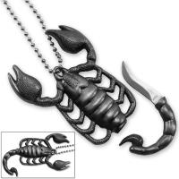 EW-0081 - Scorpion Sting Neck Knife Necklace Pendant with Ball Chain All Metal