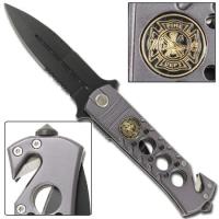 WG825 - Fire Fighter Slate Gray Emergency Spring Assisted Knife WG825 Spring Assisted Knives