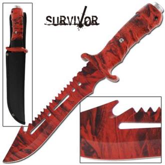 Ultimate Extractor Bowie Survival Red Camo Knife