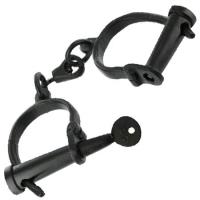 1807TG - Hand Forged Iron Shackles Medieval Dungeon Black 1807TG Medieval Weapons