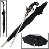K-1827 - Sword Cane Flintlock Pistol Umbrella with Hidden Blade