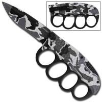 TD423SO - Knuckle Spring Assisted Trench Knife Arctic Camo TD423SO Spring Assisted Knives