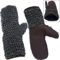 MH-352 - Medieval Riveted Chainmail Padded Gauntlets Gloves Mittens 16ga Carbon Steel