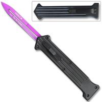 OTF-177PU - The Joker Purple Single Edge OTF Knife Out The Front Limited Edition