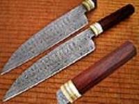 SDM-2270 - Custom Made Damascus Steel Chef Knife Rose Wood Giraffe Handle