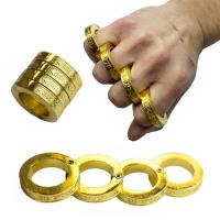 SI17304-GOLD - Kung Fu Finger Magic Golden Ring Self Defense Brass Knuckle Survival Tool