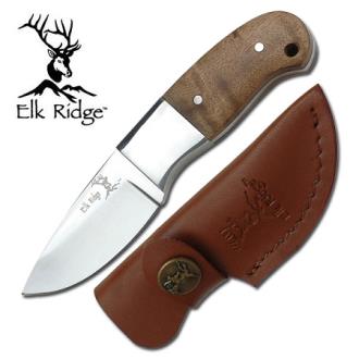 Elk Ridge Knife Fixed Blade with Burl Wood Handle