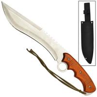 EW-2115A - Bowie Survival Military Fixed Blade Full Tang Knife Silver