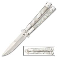 NF1097 - Classic Pearl Butterfly Knife Stainless Steel Blade