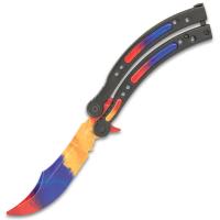 WJ8003 - Marble Fade Butterfly Knife Trainer Stainless Steel Blade