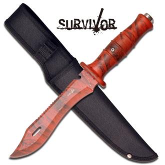 Survivor Series Eight 12" Survival Knife Red Camo